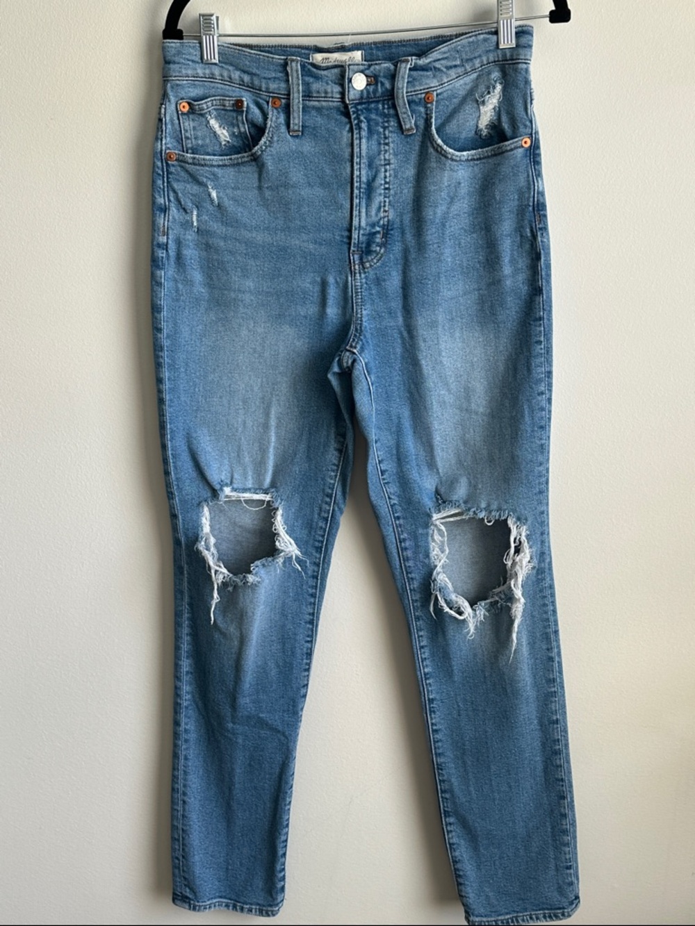 Madewell Women 29T Thrashed Distressed High Rise Skinny Jeans Stretch Denim